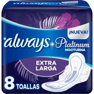TOALLA PLATINUM NOCTURNA EXTRA LARGA 8 UNDS 2x1