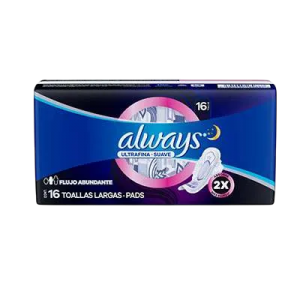 TOALLAS SANITARIAS ALWAYS NOCHE SUAVE 2x1