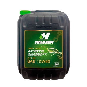 Aceite Mineral Multigrado Hammer Sae 15W40 Api Sl Diesel 20L Green Truck