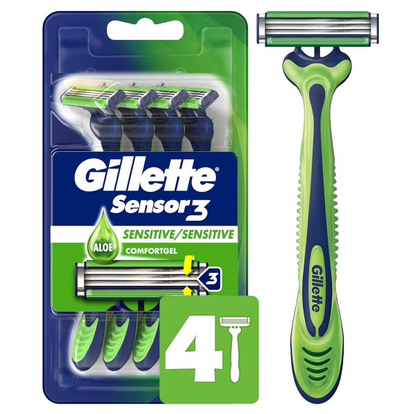 AFEITADORA GILLETTE DESECHABLE SENSOR 3  4 ACT