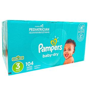 PAMPERS BABY DRY S3/ 104 unds (16-28lb/7-13kg)