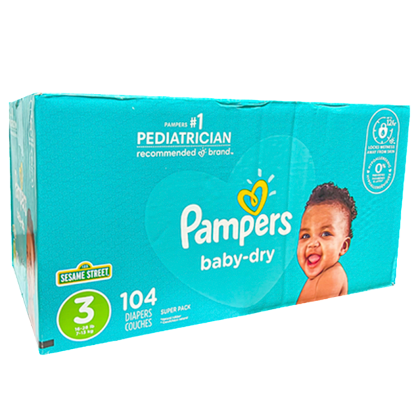 PAMPERS BABY DRY S3/ 104 unds (16-28lb/7-13kg)