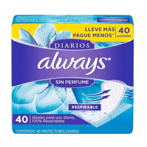 Protector Diario Always Sin Perfume 40 2X1